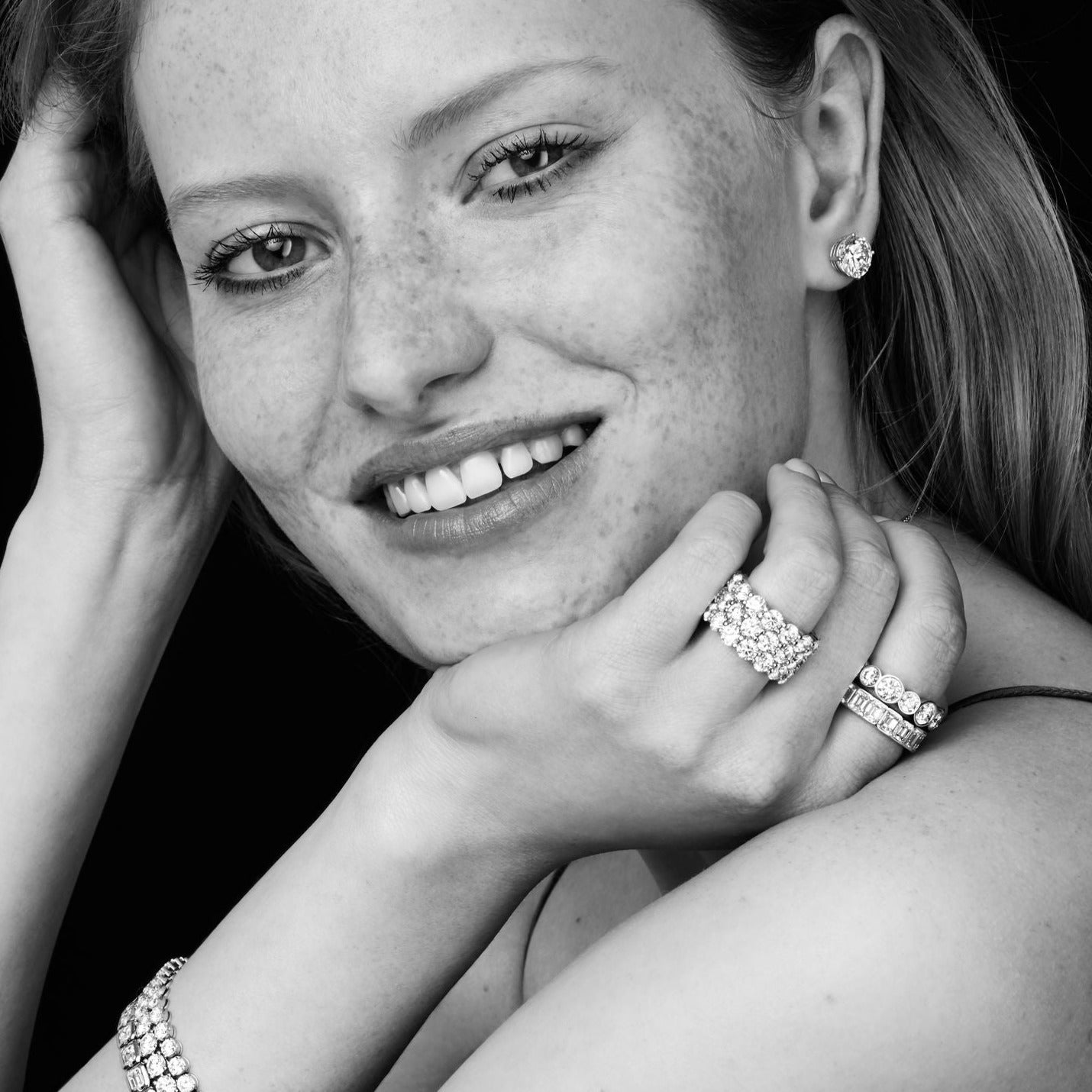 14.57ct Three Row Diamond Wave Ring