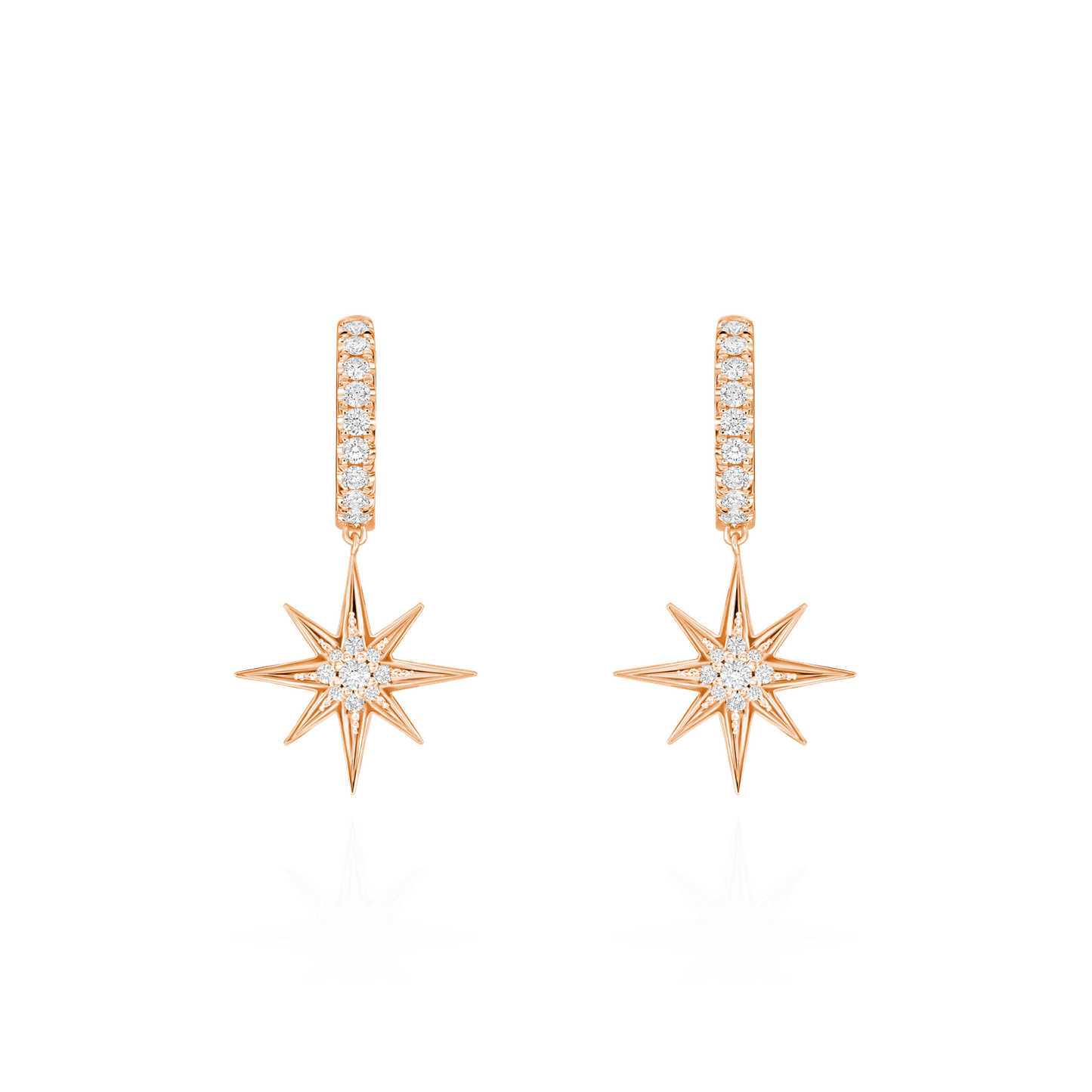 Sienna Collection 18ct Rose Gold Diamond Set Hoop Drop Earrings
