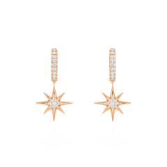Sienna Collection 18ct Rose Gold Diamond Set Hoop Drop Earrings