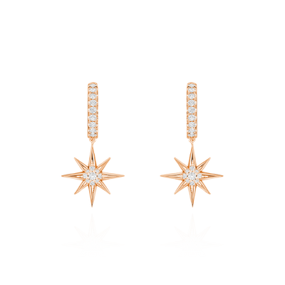 Sienna Collection 18ct Rose Gold Diamond Set Hoop Drop Earrings