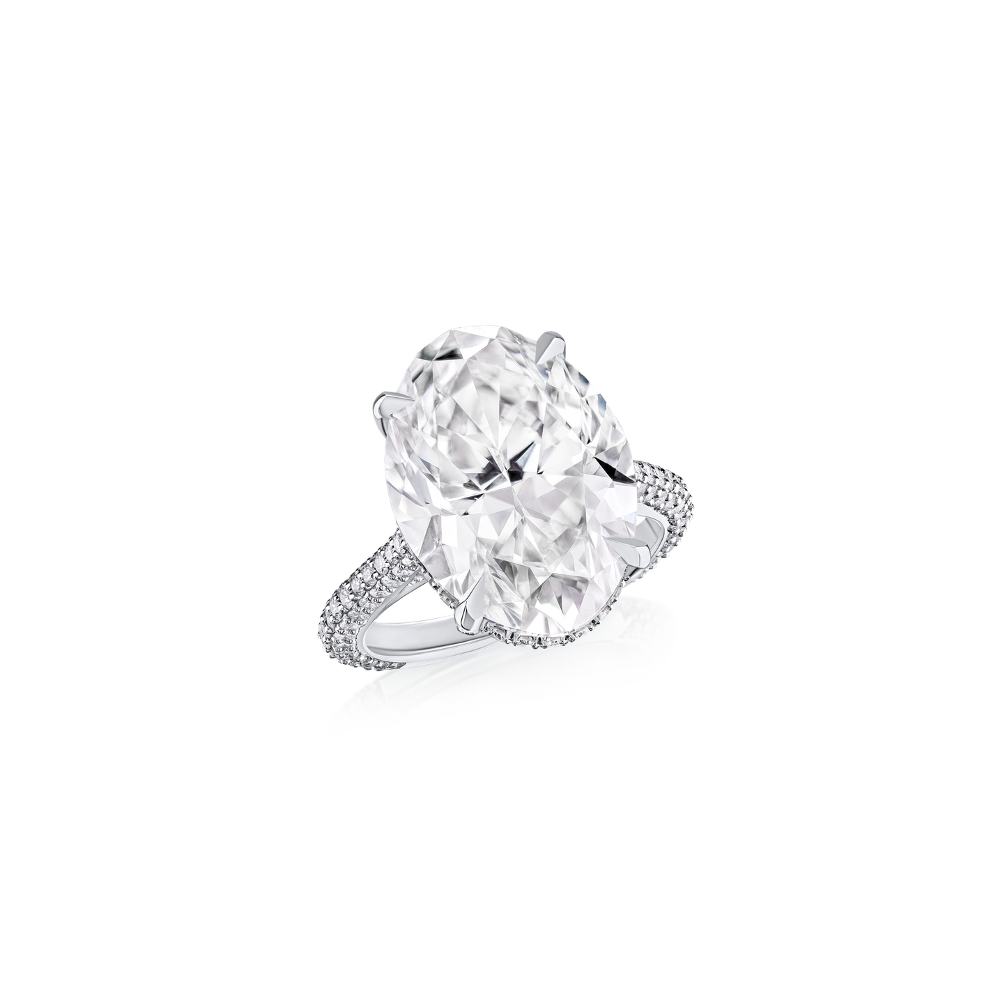 8.01cts Oval Cut Diamond Ring With Diamond Set Shoulders