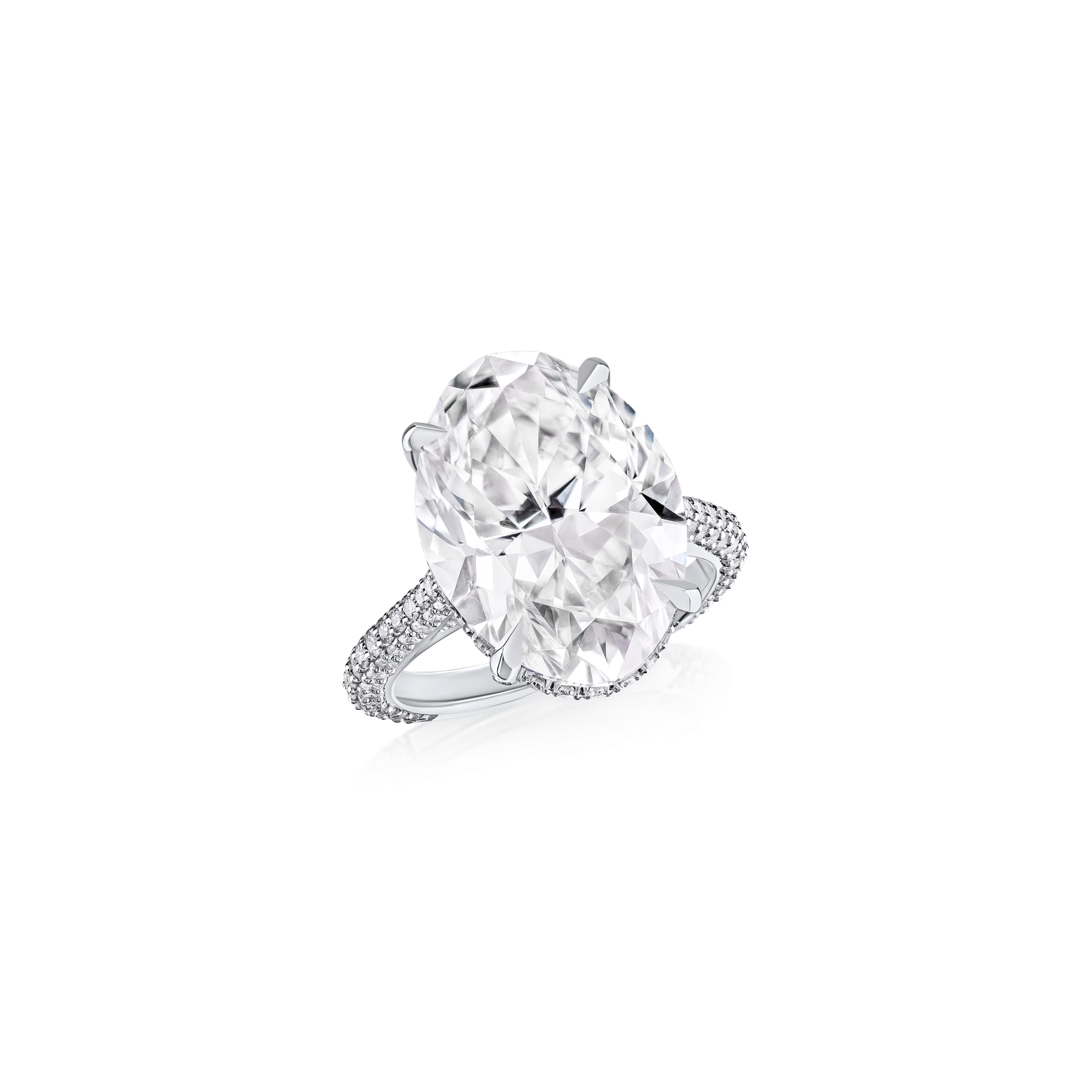 8.01cts Oval Cut Diamond Ring With Diamond Set Shoulders