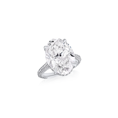8.01cts Oval Cut Diamond Ring With Diamond Set Shoulders