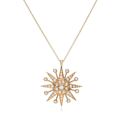 Pearl and Diamond Star Pendant