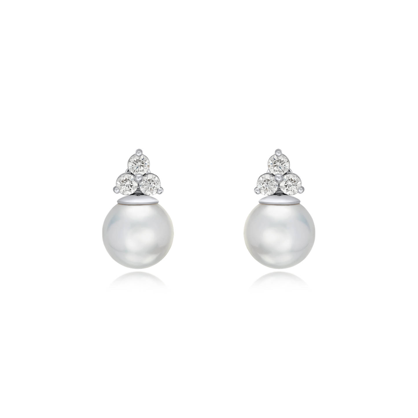 Trefoil Collection Diamond and Pearl Drop Earrings