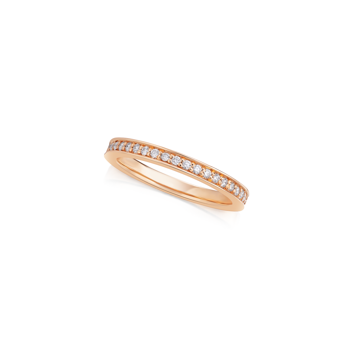 Skyline Collection Half Diamond Set 18ct Rose Gold Ring 2mm