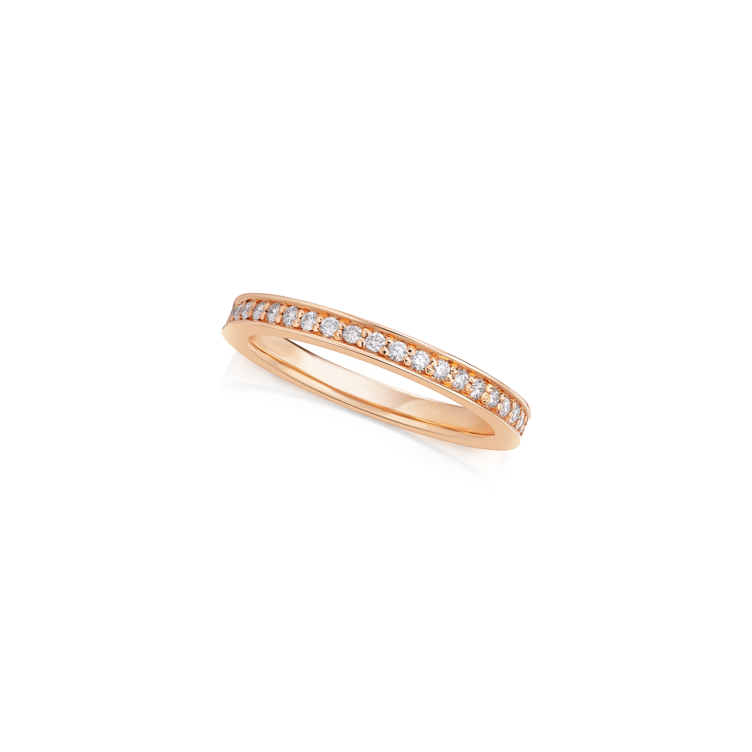 Skyline Collection Half Diamond Set 18ct Rose Gold Ring 2mm