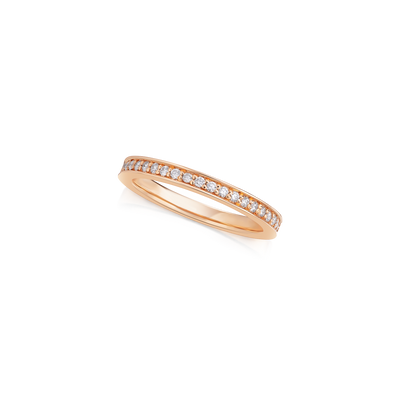 Skyline Collection Half Diamond Set 18ct Rose Gold Ring 2mm