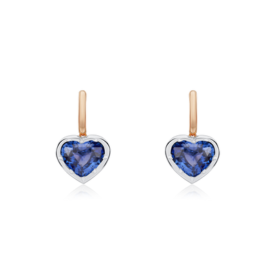2.30cts Heart Shape Sapphire Drop Earrings