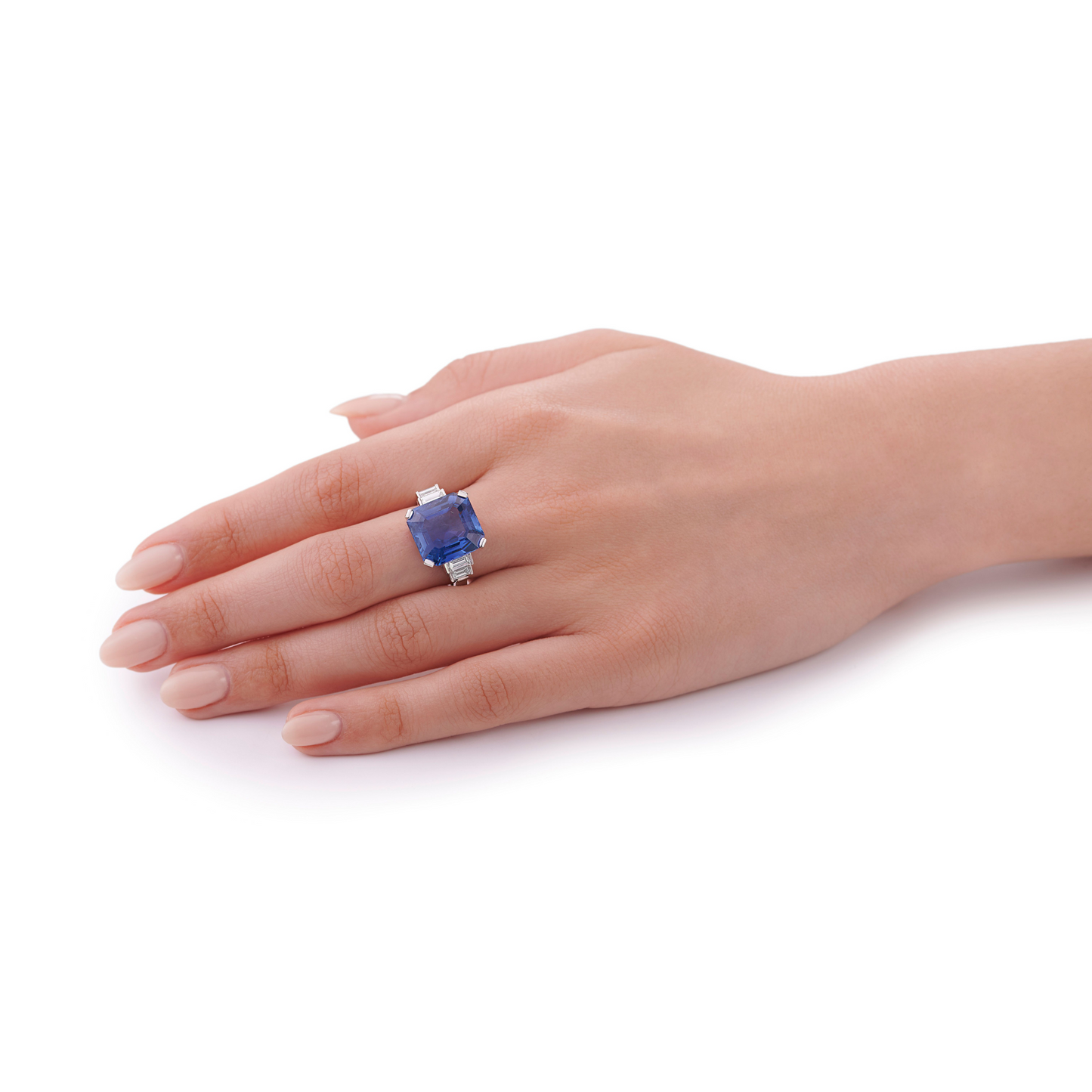 12.99cts Octagonal Natural Sapphire and Diamond Ring