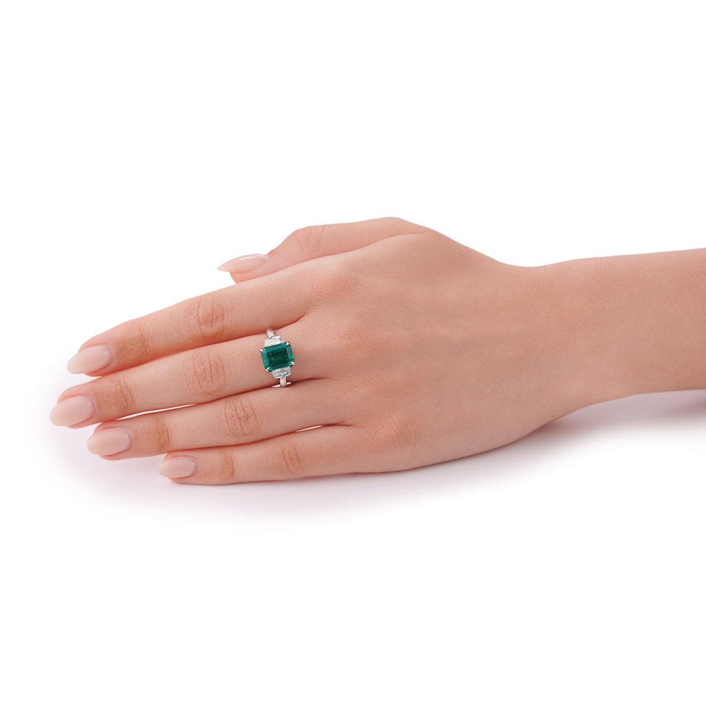 Octagonal Emerald and Diamond Ring