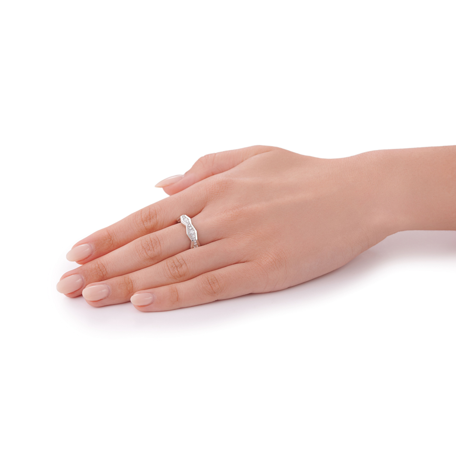 Nectar Platinum Diamond Set Shaped Ring