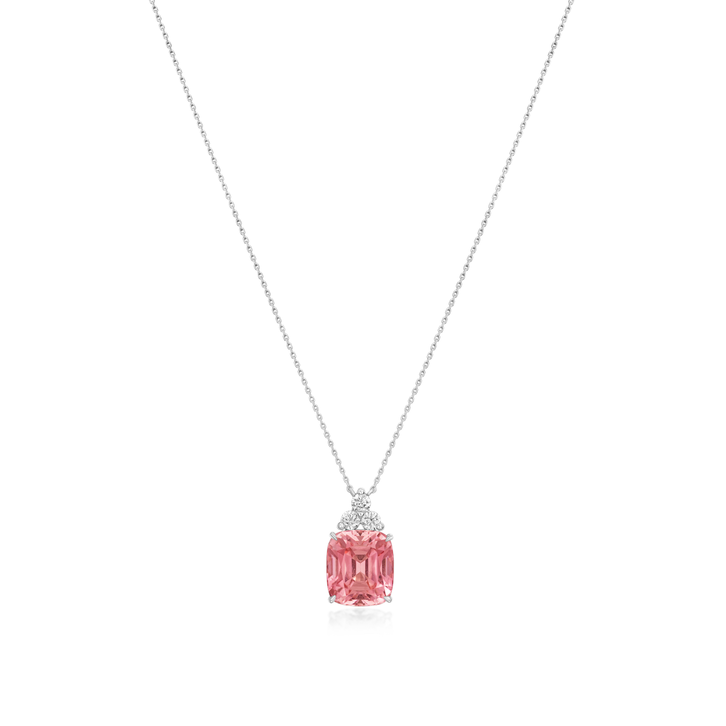 6.29cts Pink Tourmaline and Diamond Trefoil Pendant
