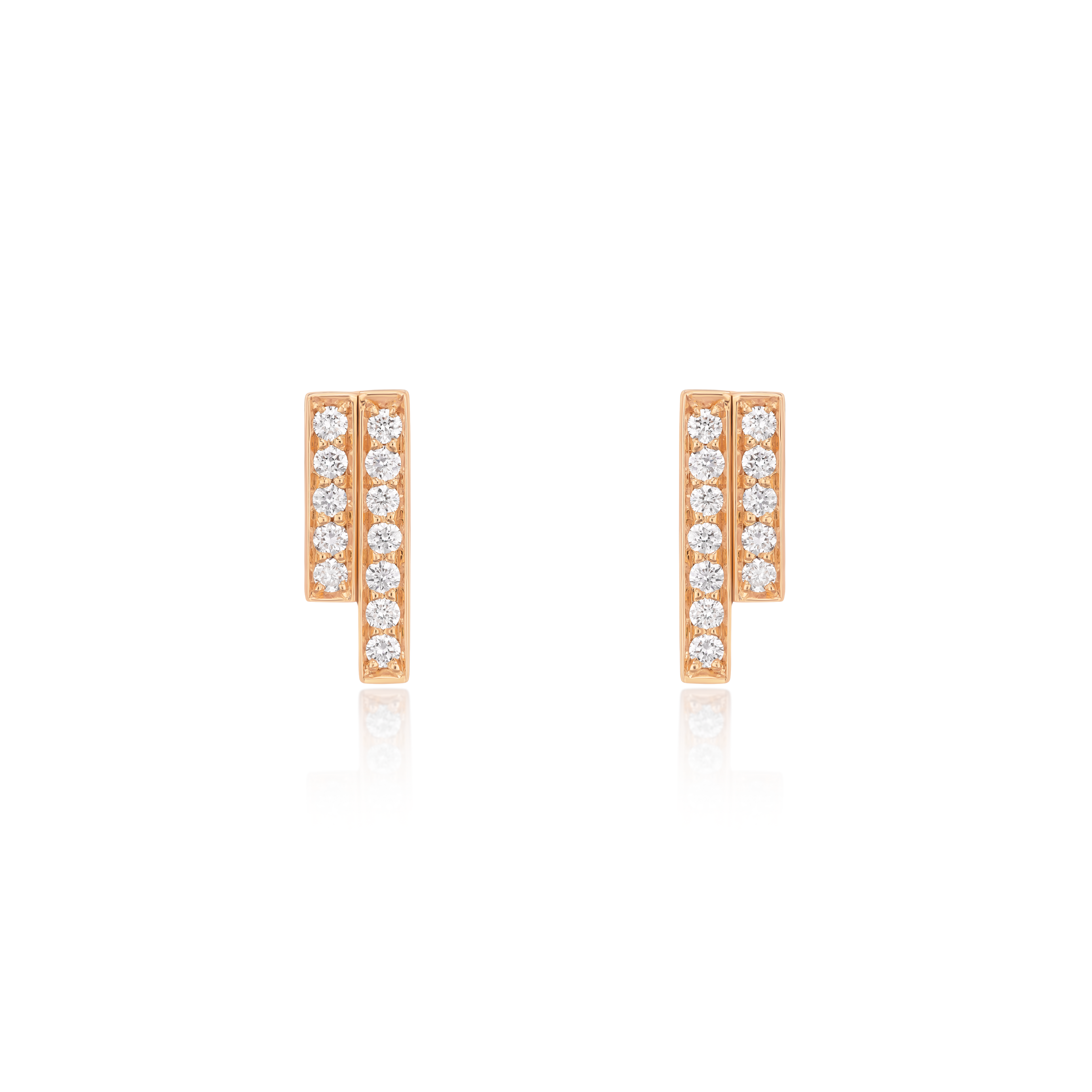 Skyline Collection 18ct Rose Gold Diamond Set Stud Earrings