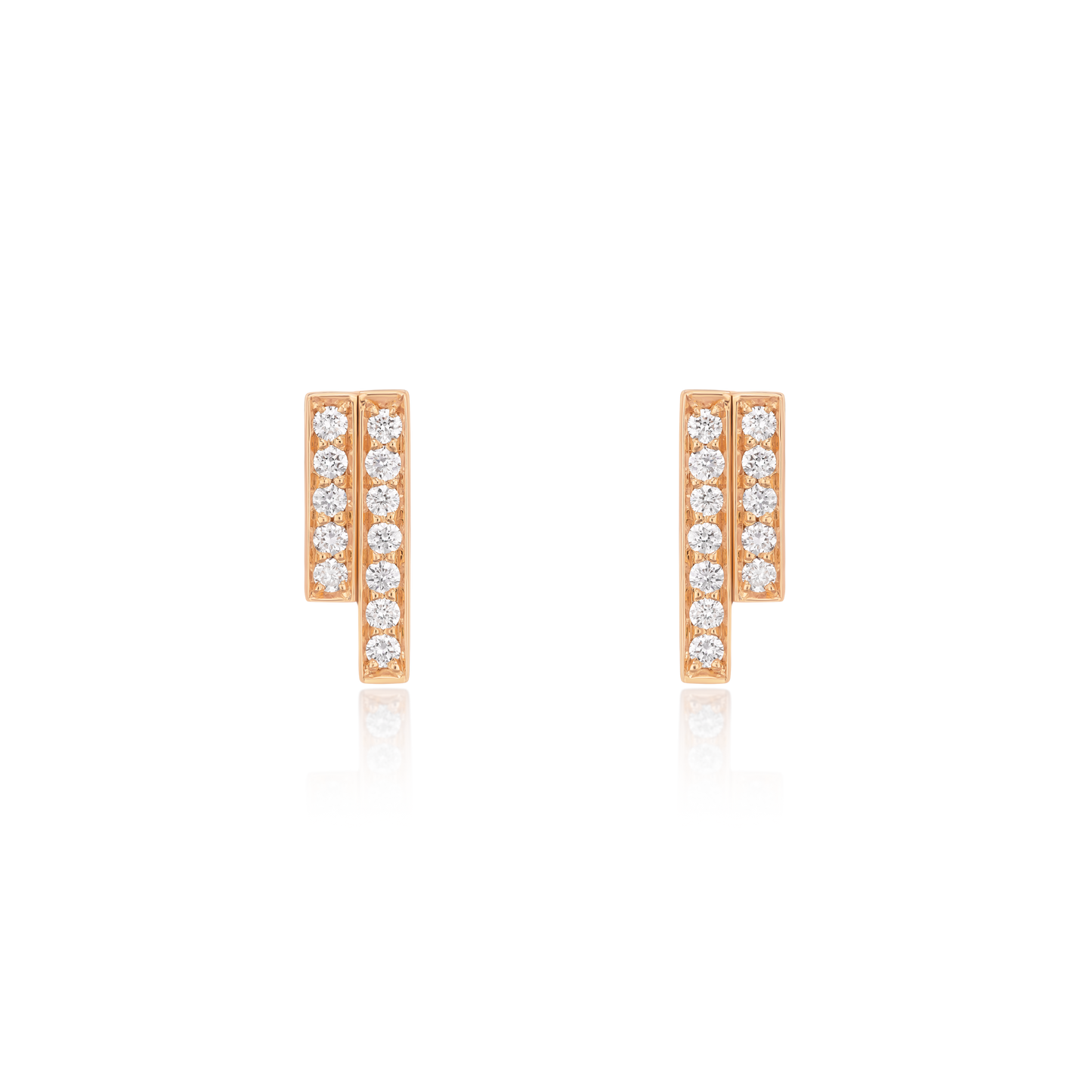 Skyline Collection 18ct Rose Gold Diamond Set Stud Earrings