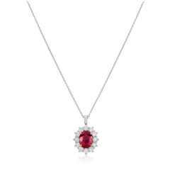 3.44cts Oval Ruby and Diamond Ravello Cluster Pendant