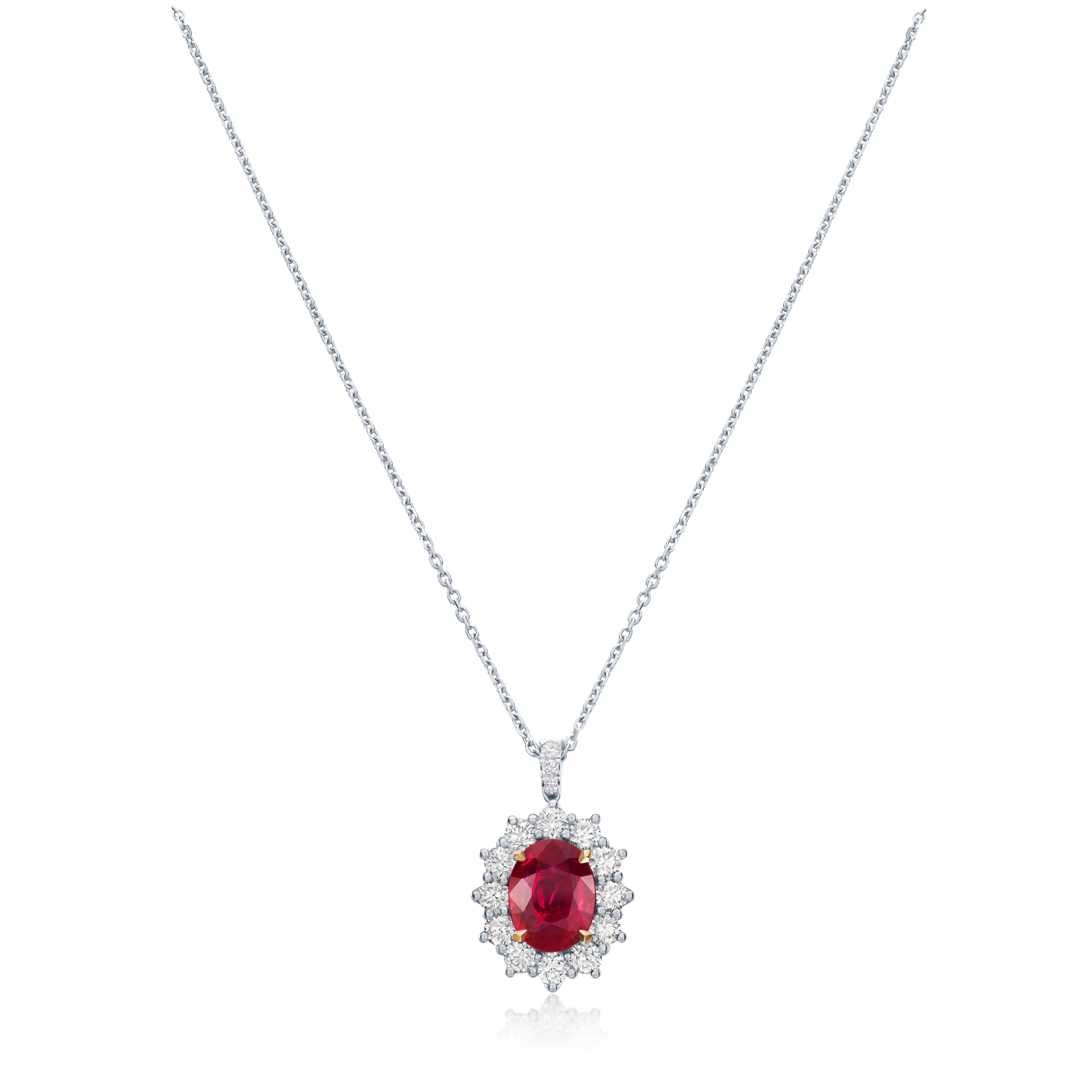 3.44cts Ruby and Diamond Ravello Cluster Pendant