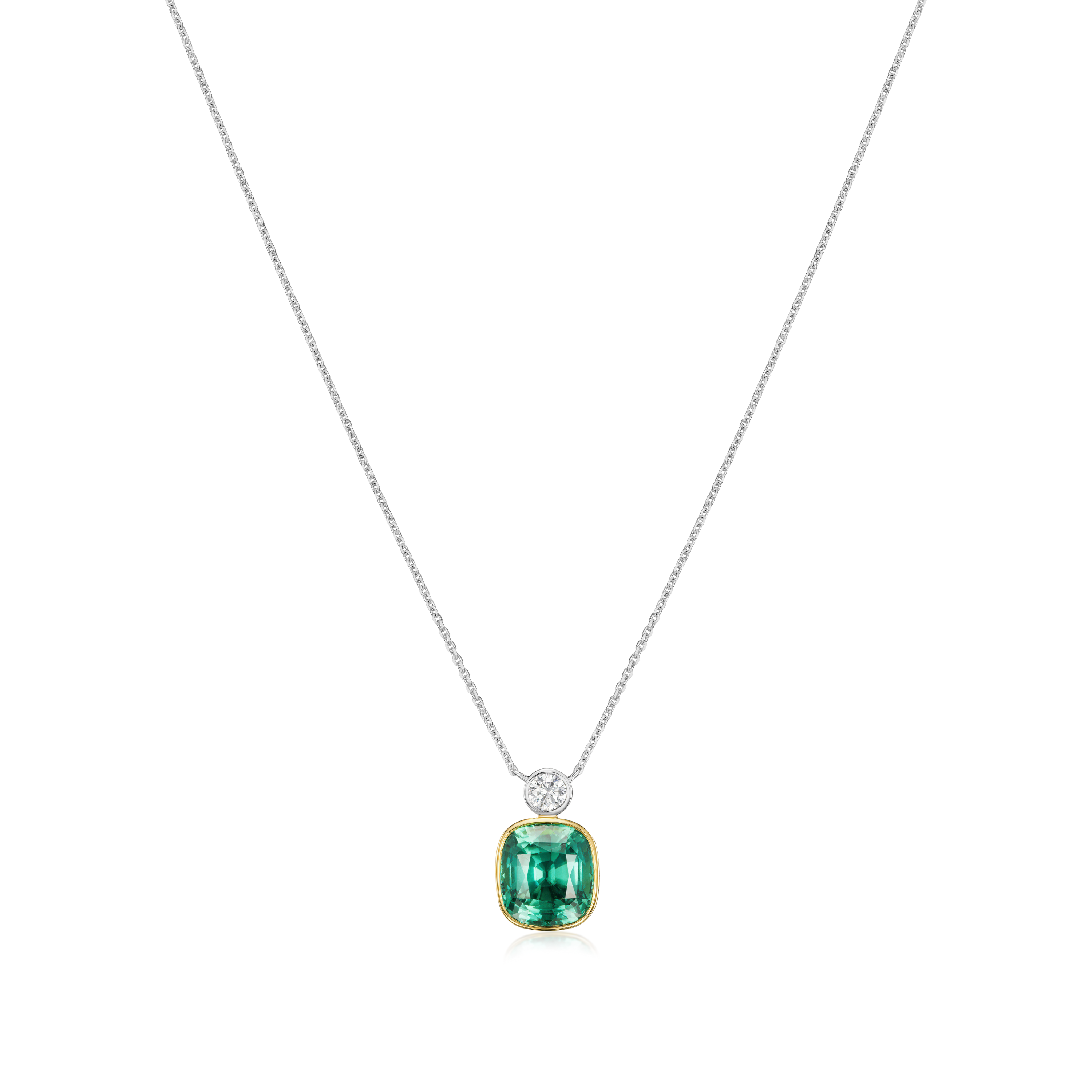 4.13cts Mint Tourmaline and Diamond Pendant