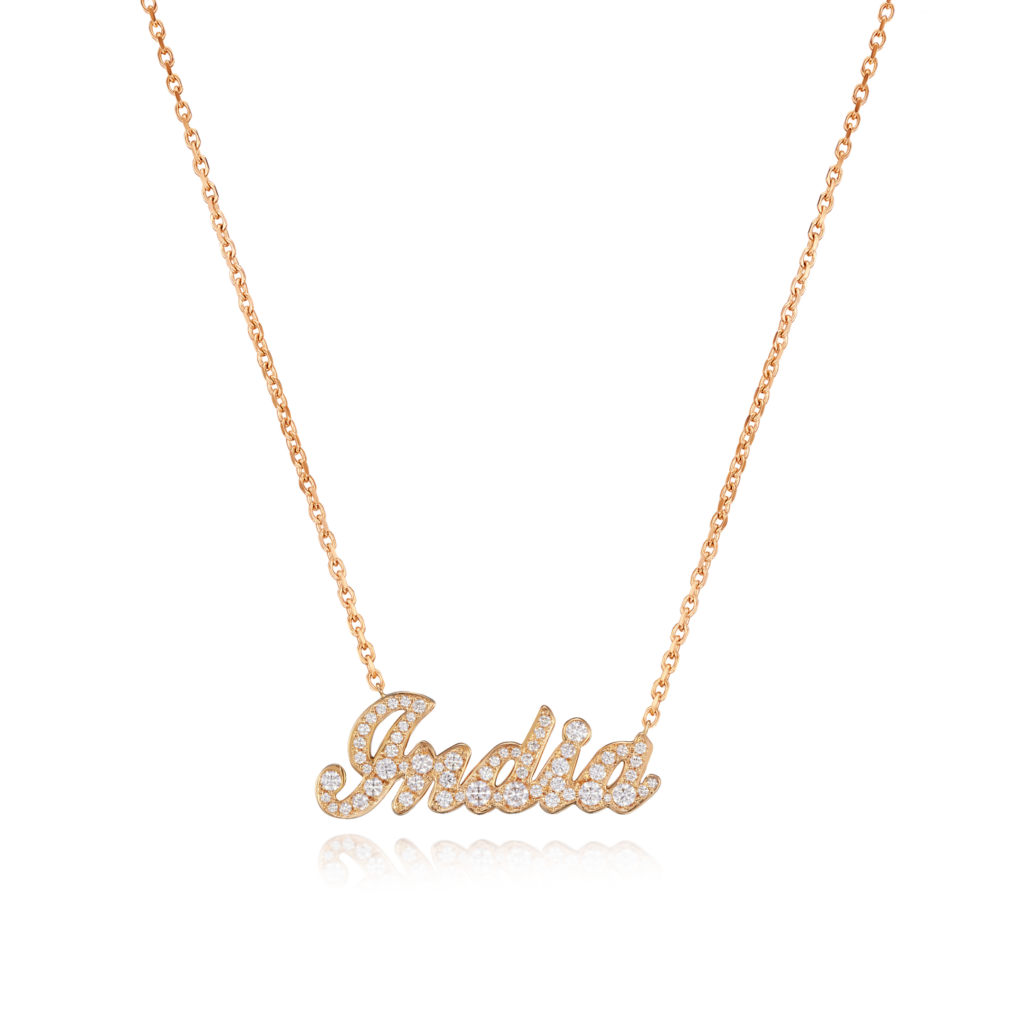India Diamond-Set Name Pendant
