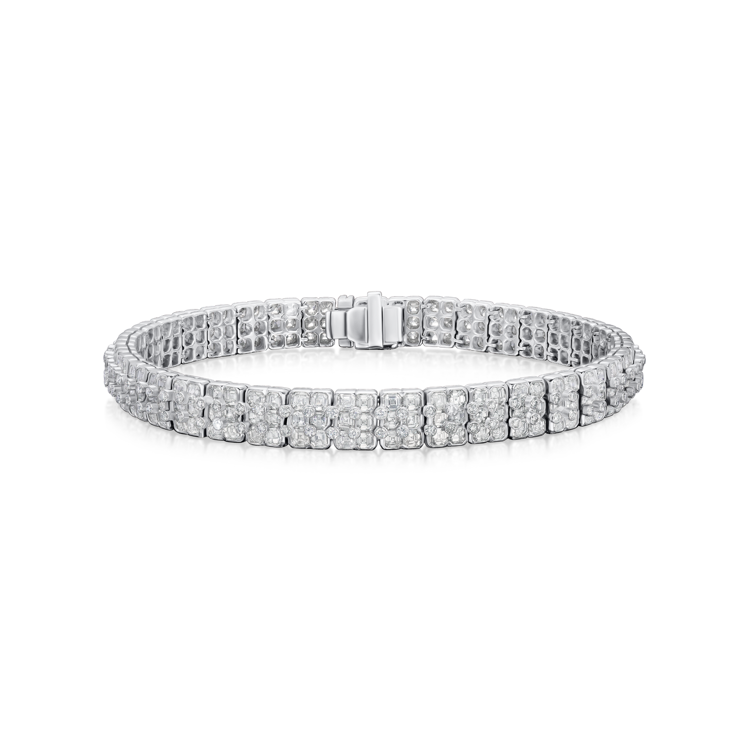 Asscher and Round Brilliant Cut Diamond Bracelet