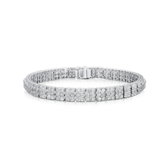 Asscher and Round Brilliant Cut Diamond Bracelet