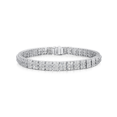 Asscher and Round Brilliant Cut Diamond Bracelet