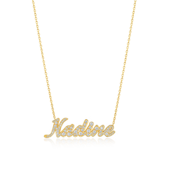 'Nadine' Diamond Set Yellow Gold Name Pendant