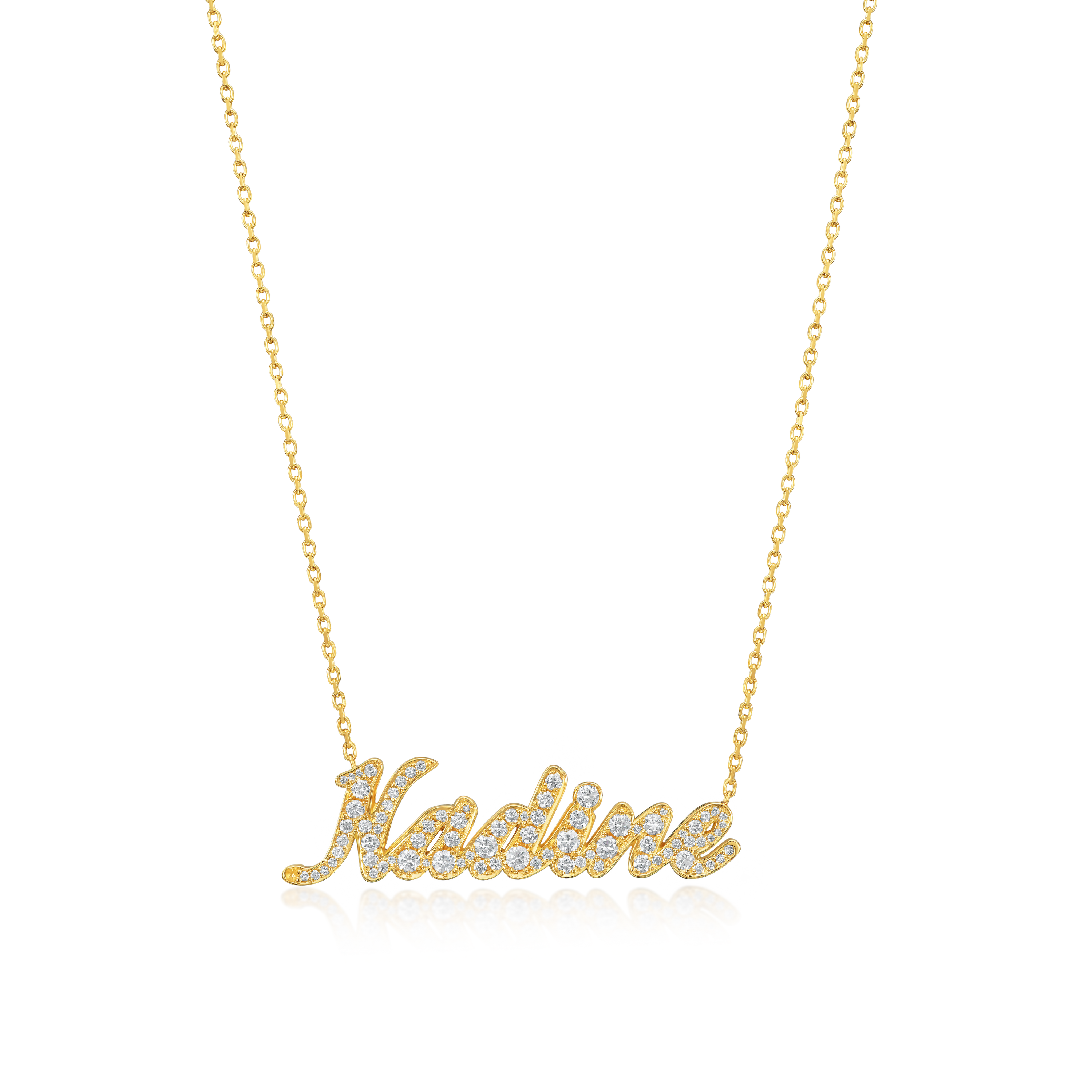 'Nadine' Diamond Set Yellow Gold Name Pendant