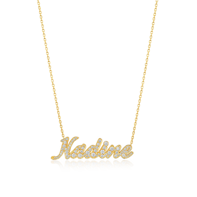 Nadine Diamond-Set Name 18ct Yellow Gold Pendant
