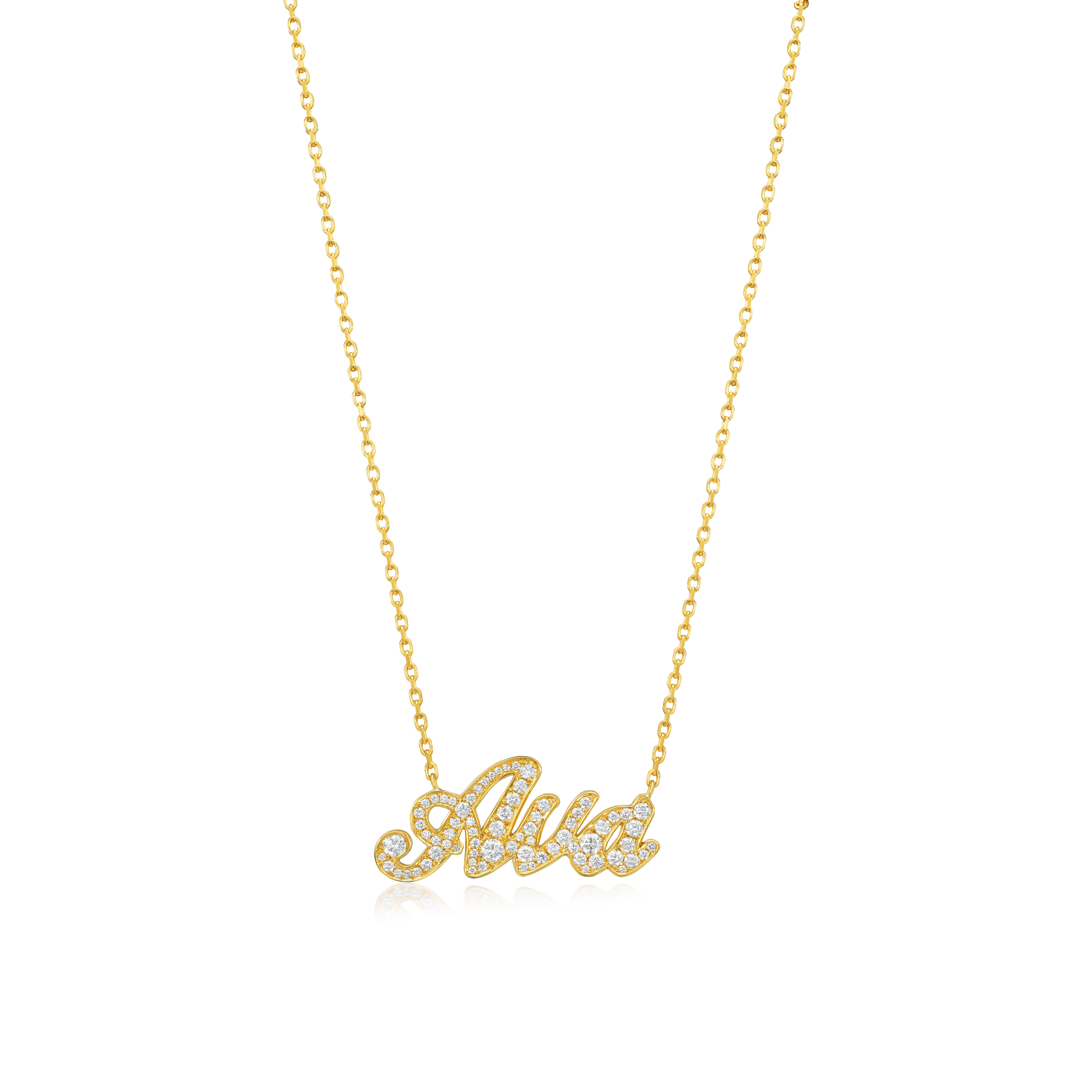 Ava Diamond-Set Name 18ct Yellow Gold Pendant