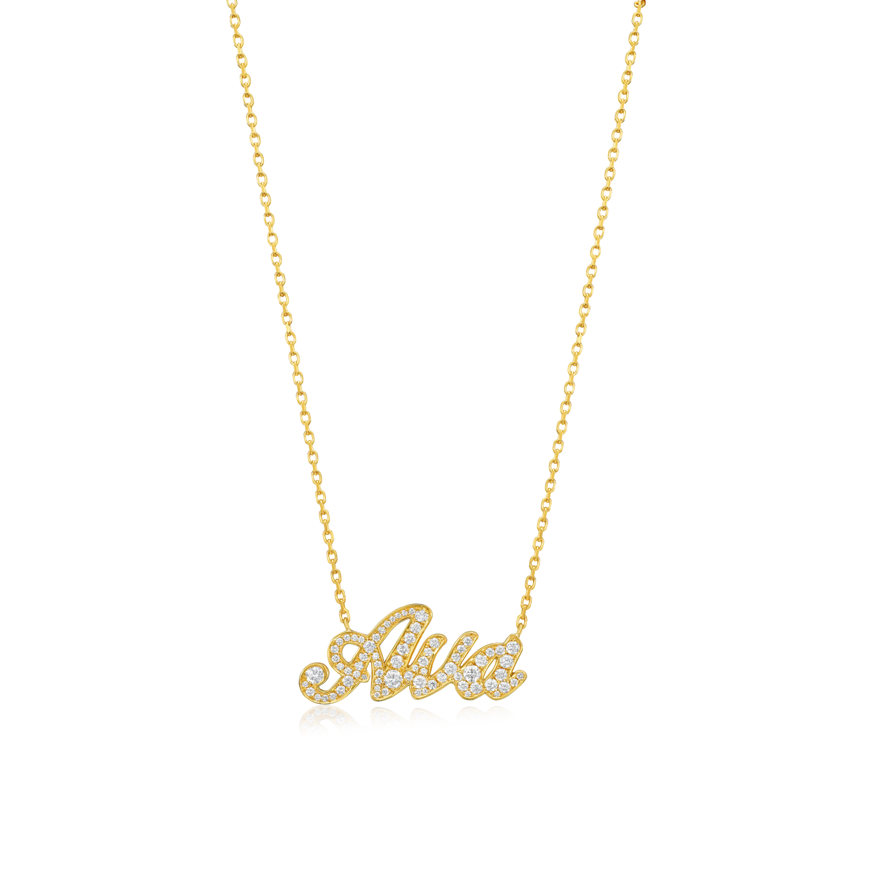 Ava Diamond-Set Name 18ct Yellow Gold Pendant