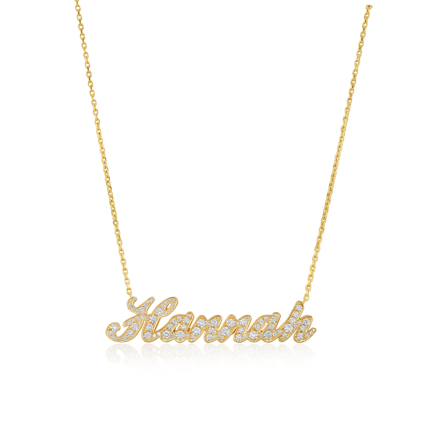 'Hannah' Diamond Set Yellow Gold Name Pendant
