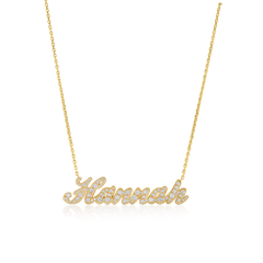 'Hannah' Diamond Set Yellow Gold Name Pendant