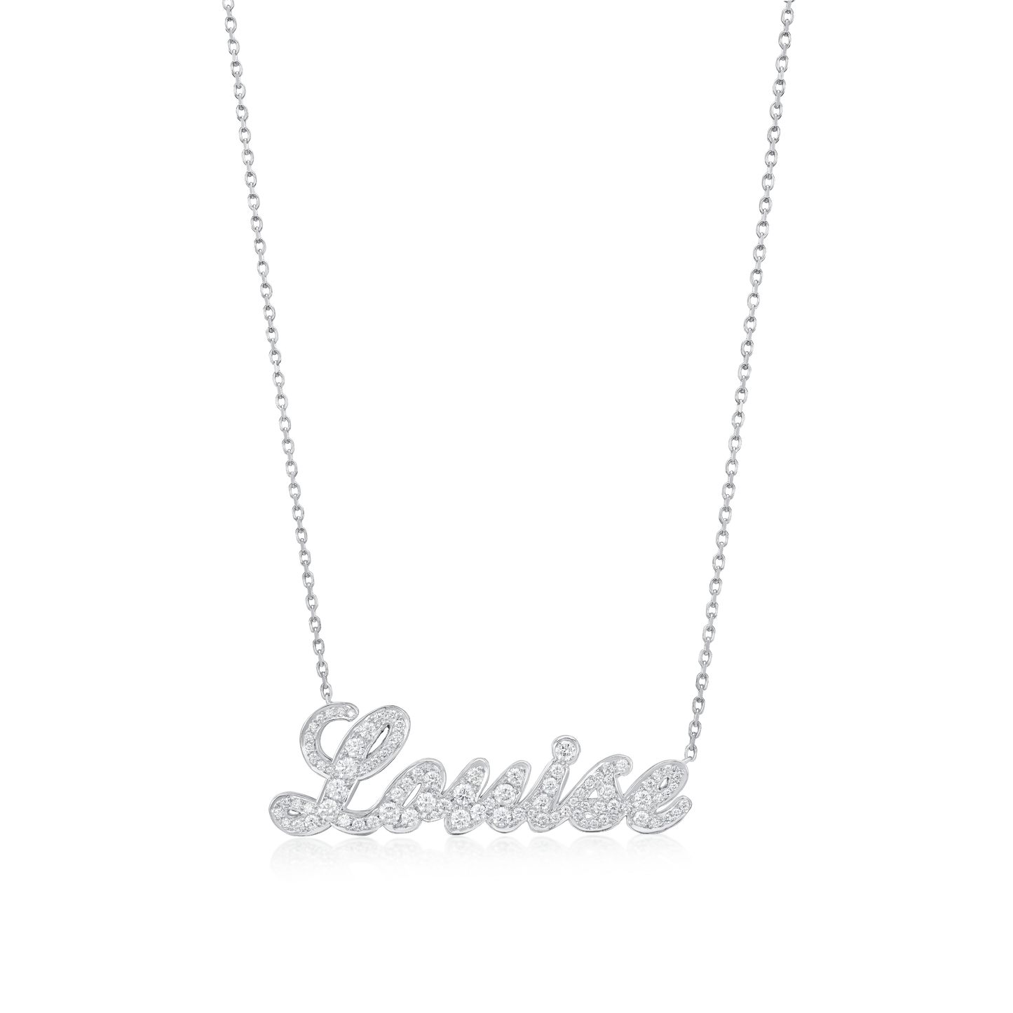 'Louise' Diamond Set Platinum Name Pendant