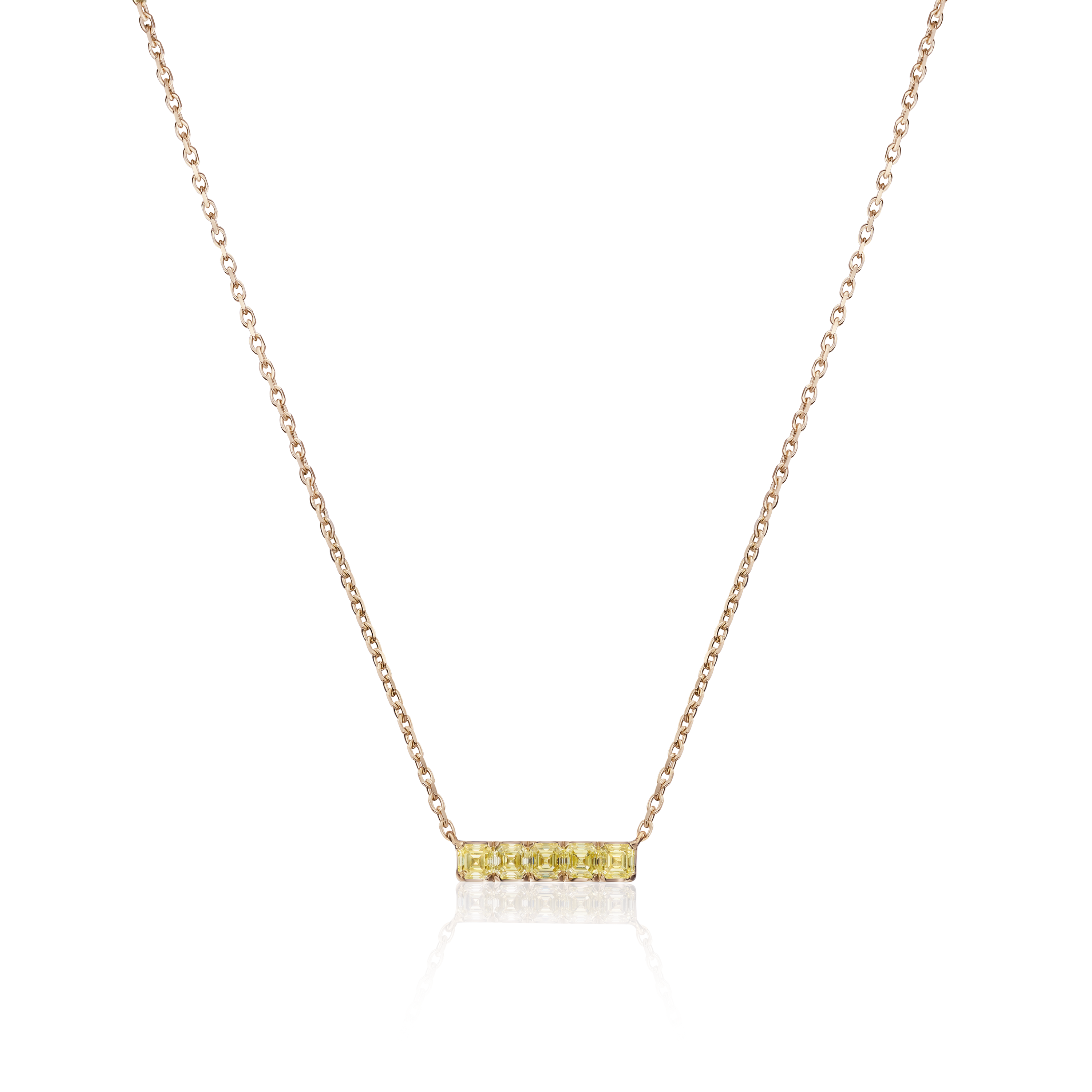 Gold Bar 1.16cts Asscher-Cut Yellow Diamond Pendant