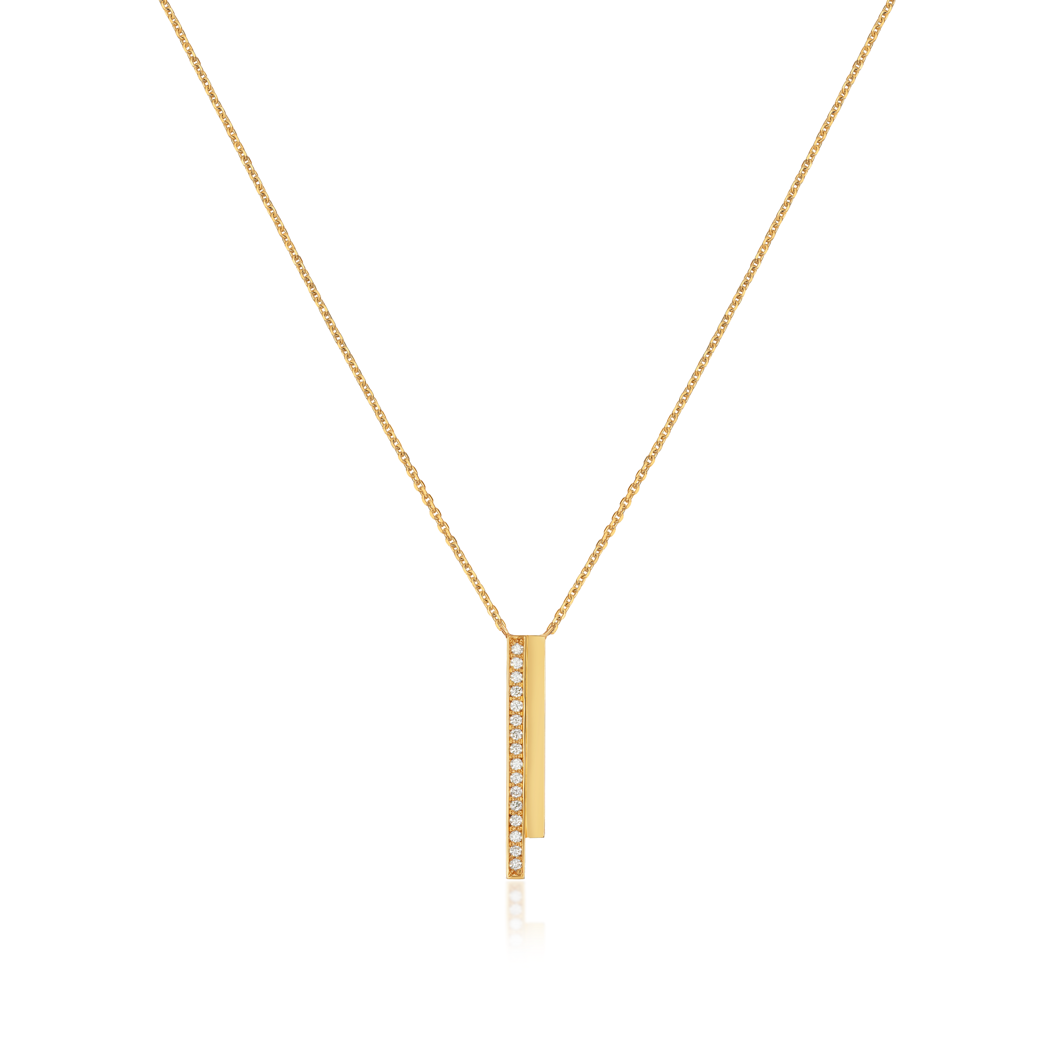 Skyline Collection Two Row Diamond Set 18ct Yellow Gold Pendant