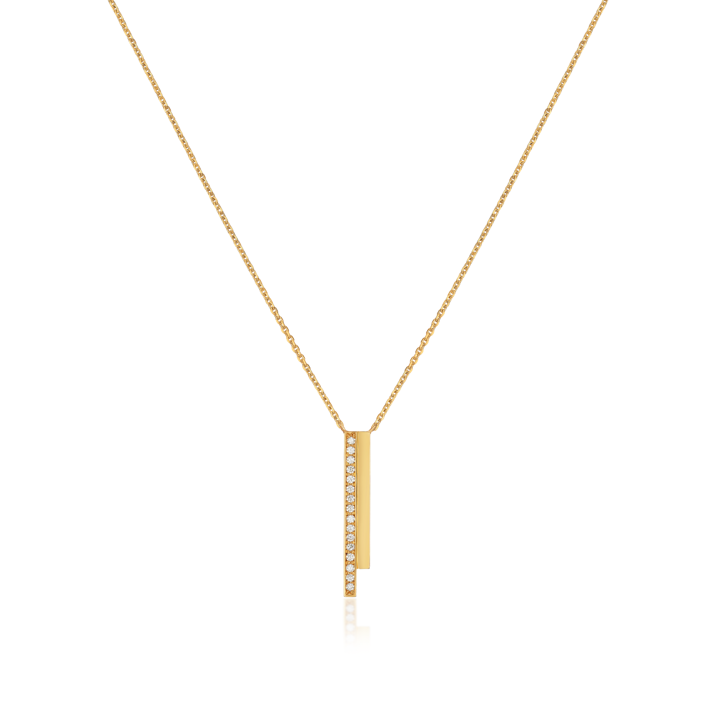 Skyline Collection Two Row Diamond Set 18ct Yellow Gold Pendant