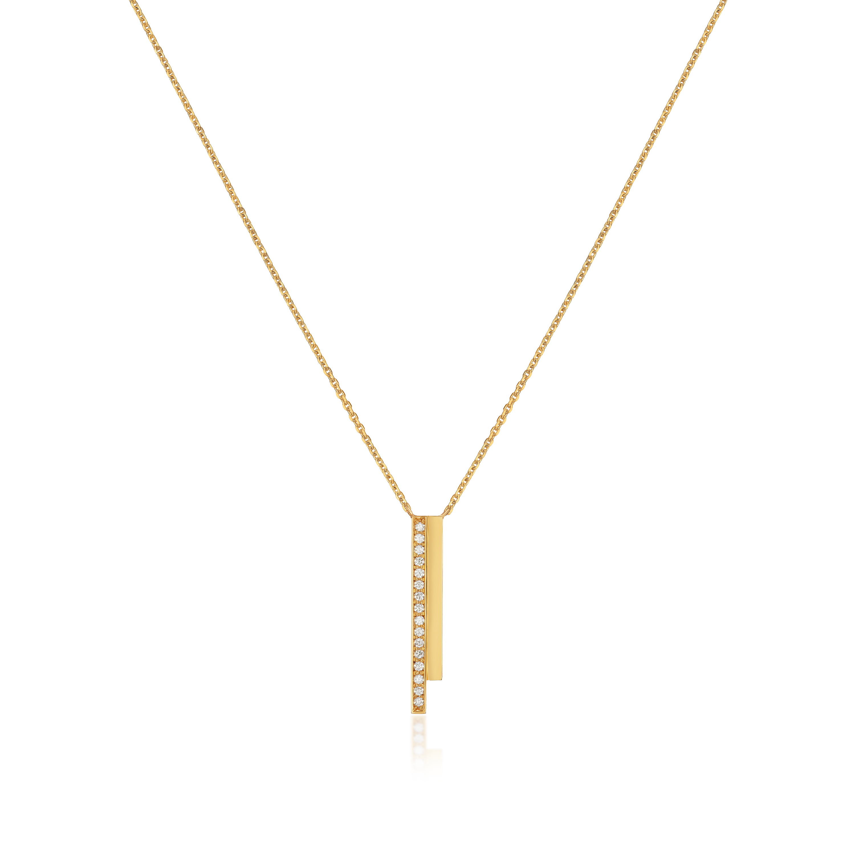 Skyline Collection Two Row Diamond Set 18ct Yellow Gold Pendant