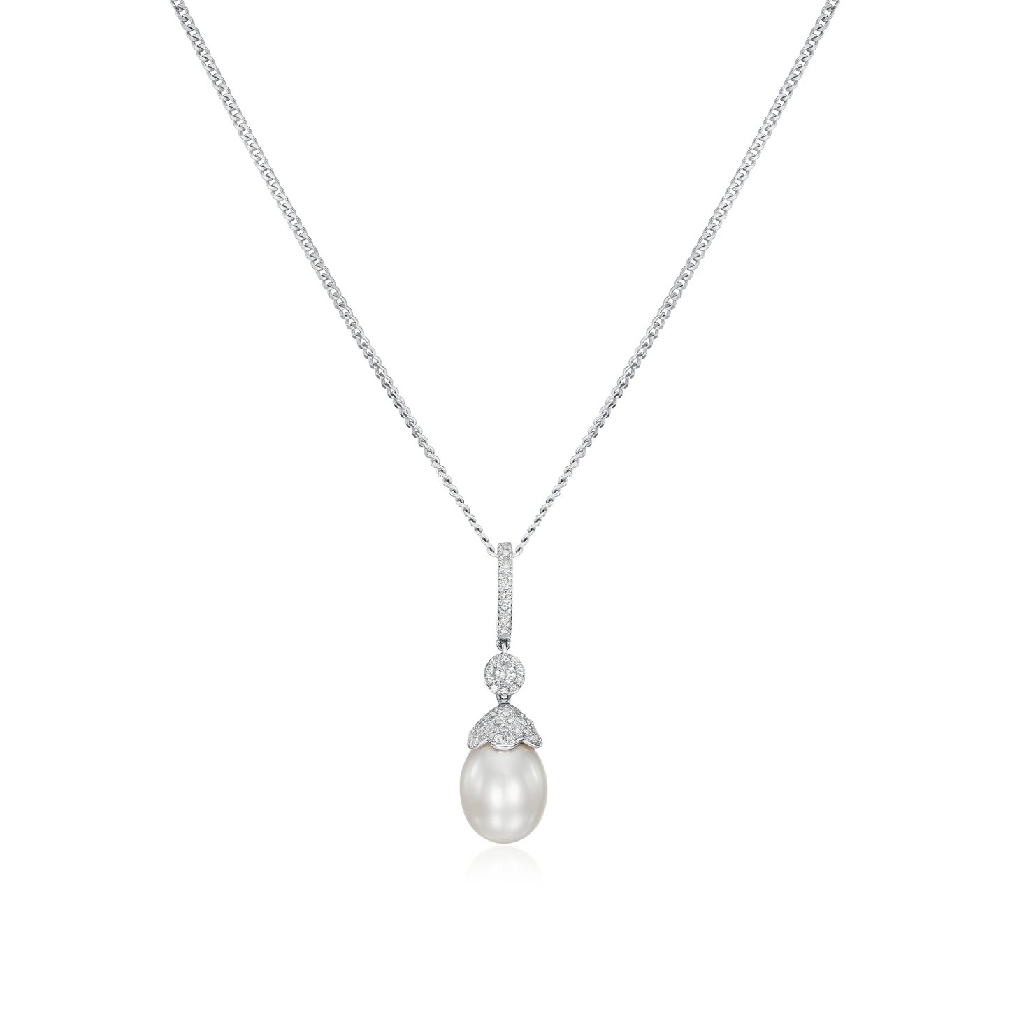 Cultured Freshwater Pearl and Diamond Pendant