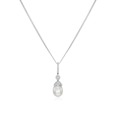 Cultured Freshwater Pearl and Diamond Pendant