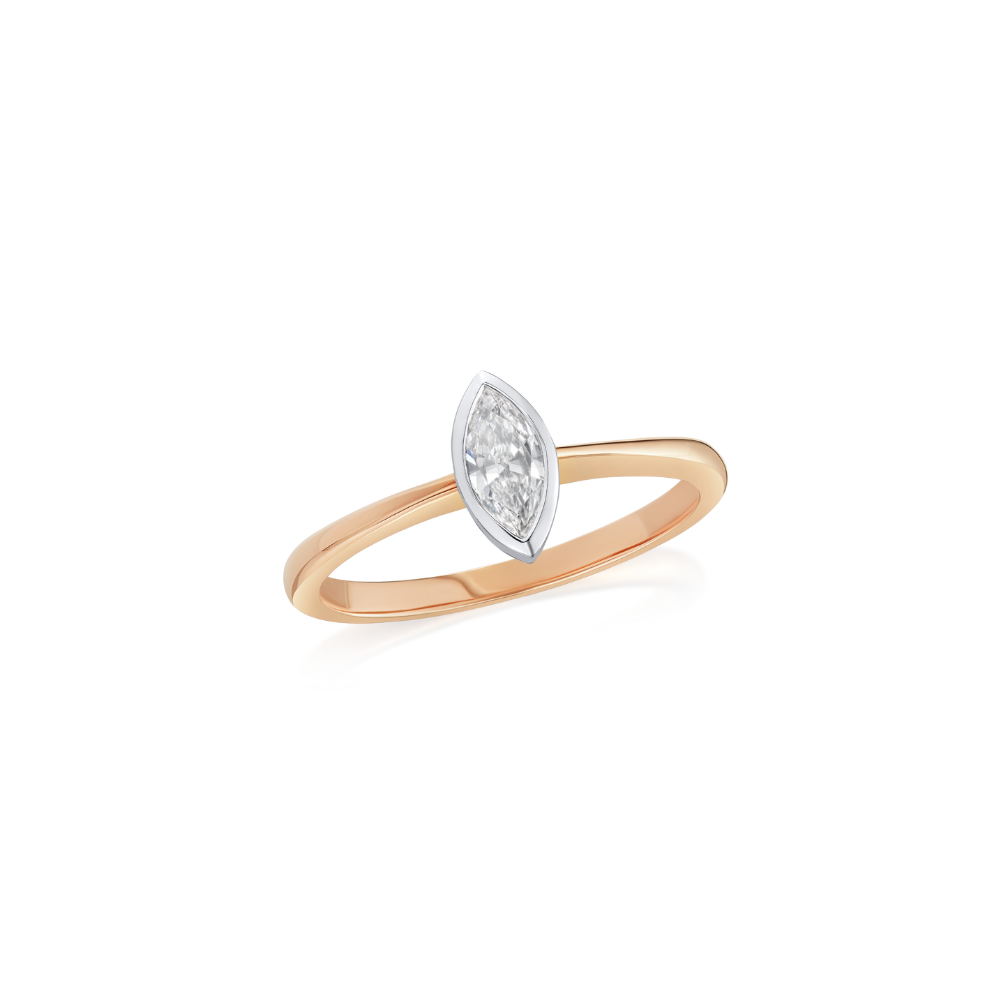 0.30ct Marquise-Cut Diamond Rubover Ring