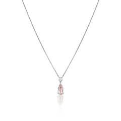 Pear Shape Peach Sapphire and Diamond Pendant