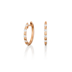 Diamond Set 18ct Rose Gold Hoop Earrings