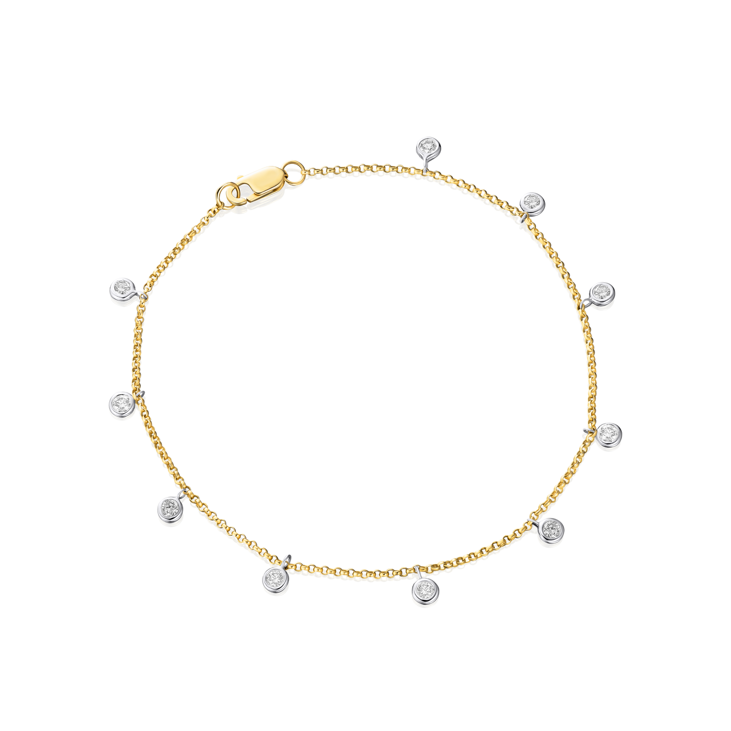 18ct Yellow Gold Spectacle Set Diamond Bracelet