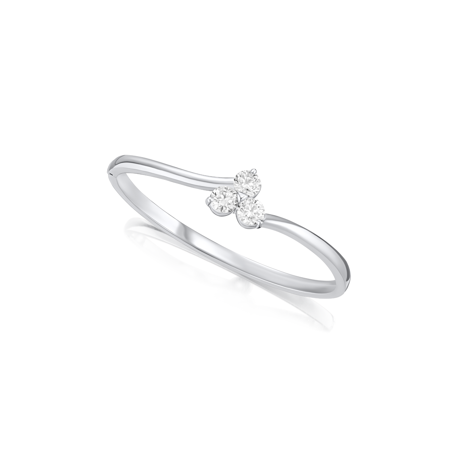 Trefoil Collection 3.01cts Diamond Platinum Bangle