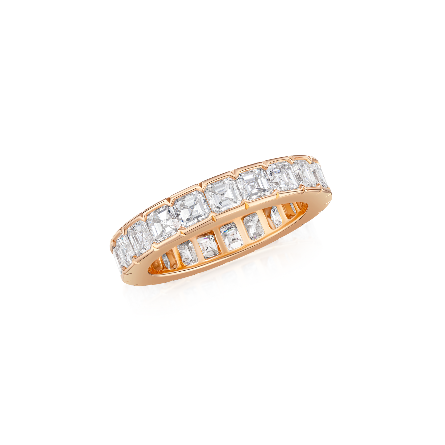 5.47cts Square Emerald-Cut Full Diamond Eternity Ring