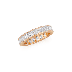 5.47cts Square Emerald-Cut Full Diamond Eternity Ring