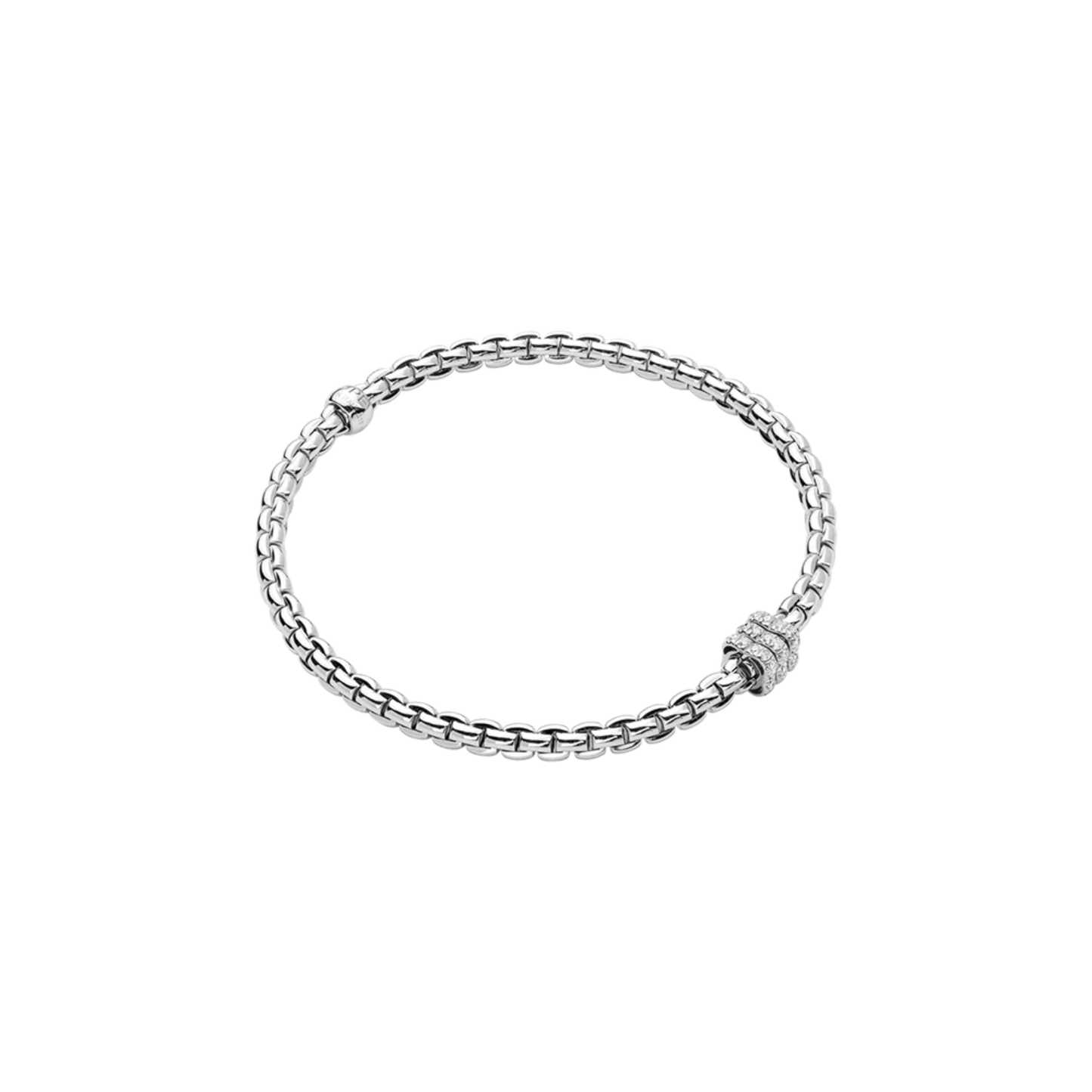 Eka Flex'it 18ct White Gold Bracelet With Three Pavé Diamond Rondels