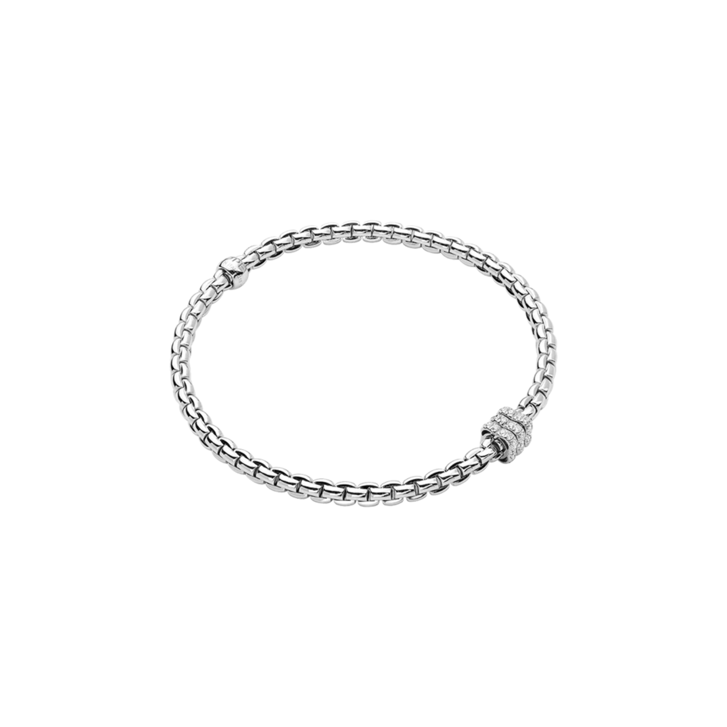 Eka Flex'it 18ct White Gold Bracelet With Three Pavé Diamond Rondels