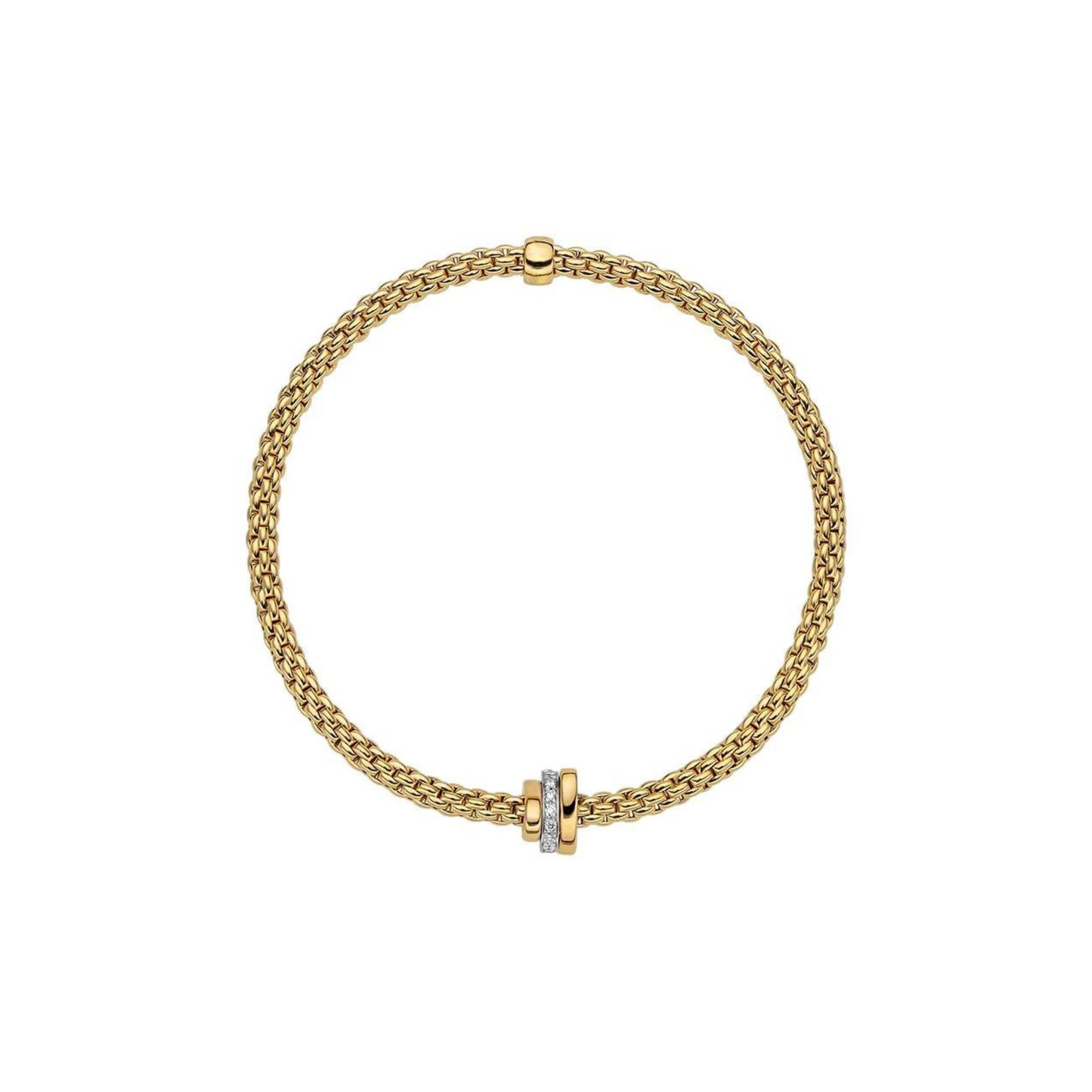 Prima Flex'It 18ct Yellow Gold Bracelet With A Grain Set Diamond Rondel